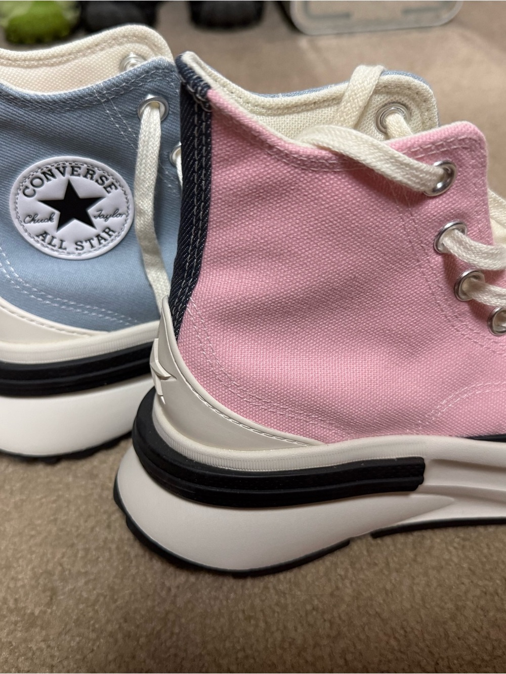 Converse Two-Tone Canvas High Top Sneakers - Pink & Light Blue